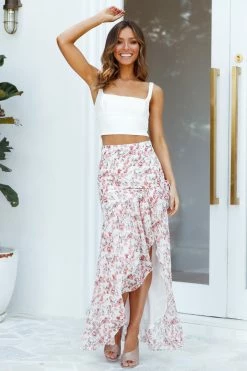 HELLO MOLLY Romance On The Horizon Maxi Skirt White