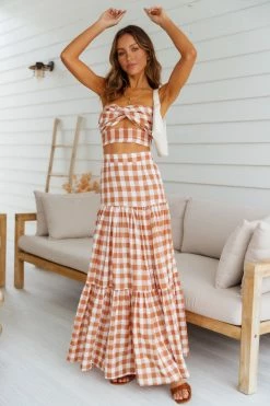 Sets & Co-ords RUNAWAY Ayla Crop Top Tan