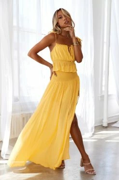 Skirts HELLO MOLLY Stay Fun Maxi Skirt Mustard