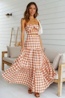 Sets & Co-ords RUNAWAY Ayla Crop Top Tan