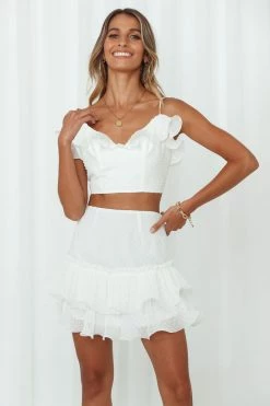 Hello Molly Sets & Co-ords Adios Crop Top White