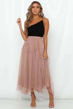 Hello Molly Another Fairytale Midi Skirt Dark Blush Skirts