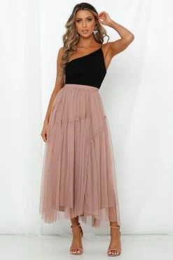 Hello Molly Another Fairytale Midi Skirt Dark Blush Skirts