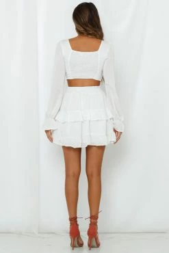 Hello Molly On Screen Crop Top White Sets & Co-ords