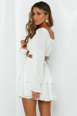 Hello Molly On Screen Crop Top White Sets & Co-ords