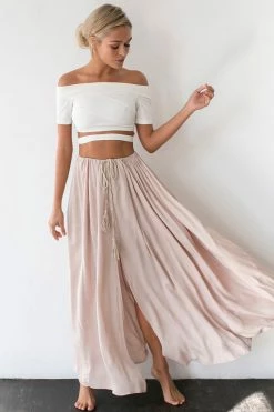 Hello Molly Against The Tides Maxi Skirt Nude Skirts