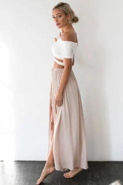 Hello Molly Against The Tides Maxi Skirt Nude Skirts